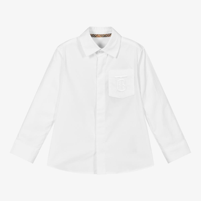 Shop Burberry Boys White Monogram Shirt