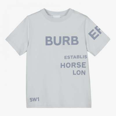 Shop Burberry Teen Boys Grey Cotton T-shirt