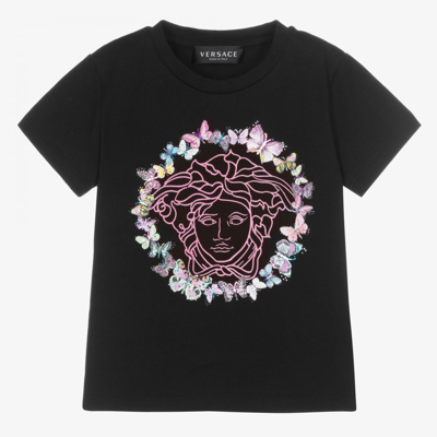 Shop Versace Girls Black Medusa T-shirt