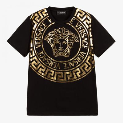 Shop Versace Teen Black Medusa T-shirt