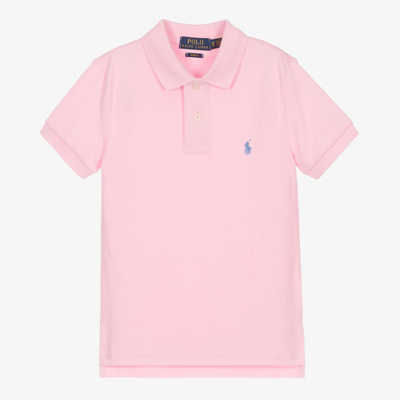 Shop Ralph Lauren Boys Pink Logo Polo Shirt