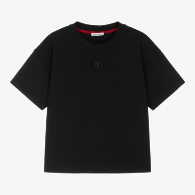 Shop Dolce & Gabbana Boys Black Logo T-shirt