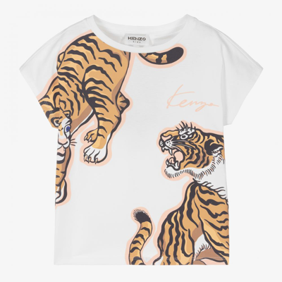 Shop Kenzo Teen Girls Ivory Tiger T-shirt