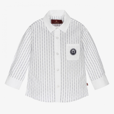 Shop Aigner Baby Boys Logo Print Shirt In White