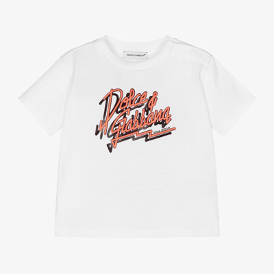 Shop Dolce & Gabbana Baby Girls White Logo T-shirt