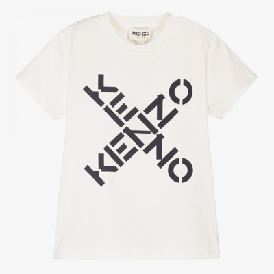 Shop Kenzo Boys Ivory Cotton T-shirt