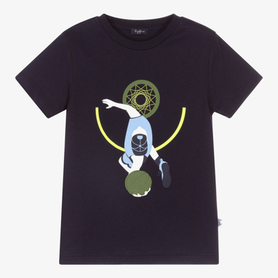 Shop Il Gufo Boys Navy Blue Graphic T-shirt