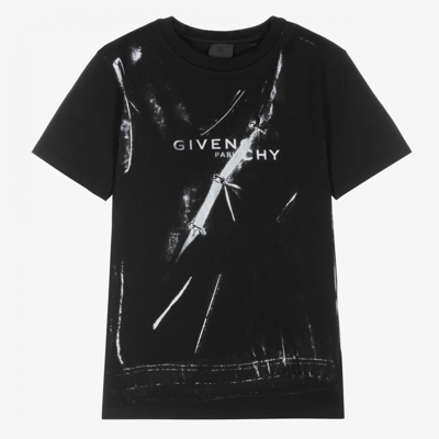 Shop Givenchy Teen Boys Black Logo T-shirt