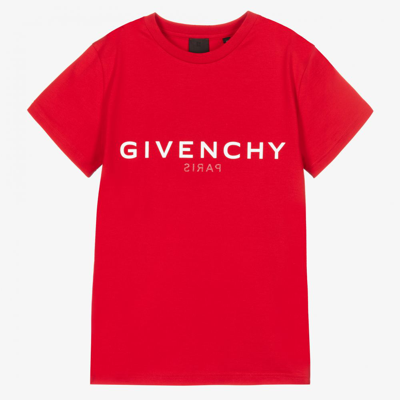 Shop Givenchy Teen Boys Red Logo T-shirt