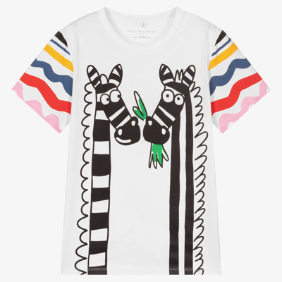 Shop Stella Mccartney Kids Teen Girls White Zebra T-shirt