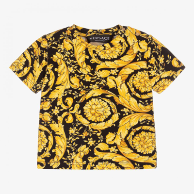 Shop Versace Gold Cotton Barocco T-shirt