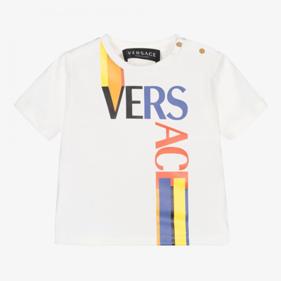 Shop Versace White Cotton Logo T-shirt