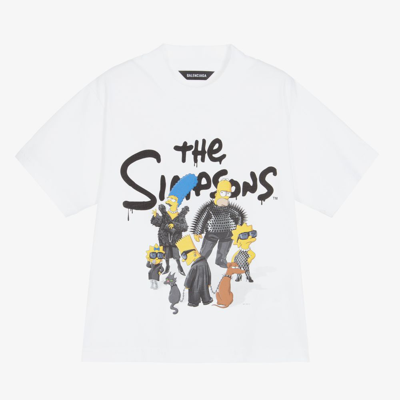 Shop Balenciaga White The Simpsons T-shirt