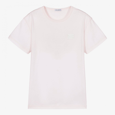 Shop Dolce & Gabbana Teen Boys Pink Cotton T-shirt