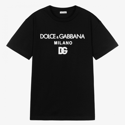 Shop Dolce & Gabbana Teen Boys Black Cotton T-shirt