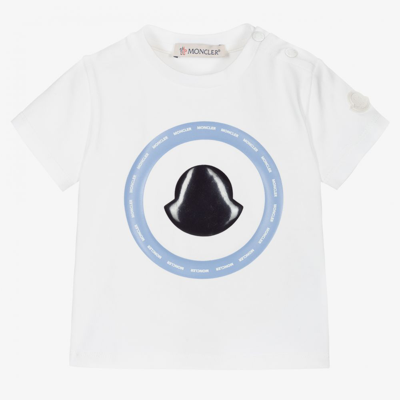 Shop Moncler Boys White Cotton Logo T-shirt