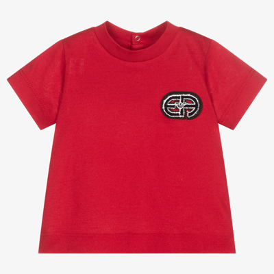 Shop Emporio Armani Boys Red Cotton T-shirt
