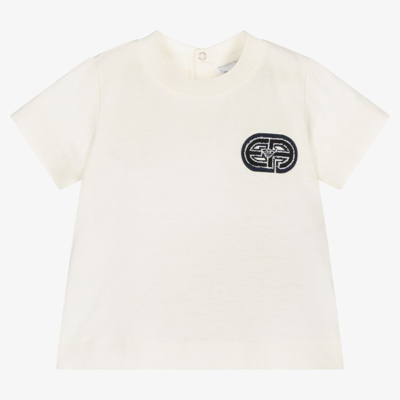 Shop Emporio Armani Boys Ivory Cotton T-shirt