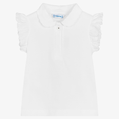 Shop Mayoral Girls White Polo Shirt