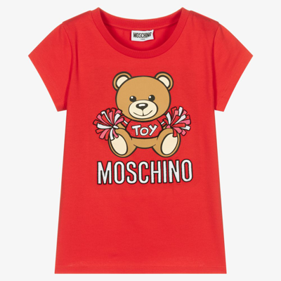 Moschino Kid-teen Teen Girls Teddy Logo T-shirt In Red
