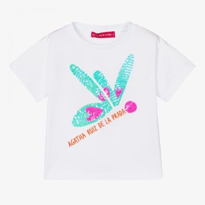 Shop Agatha Ruiz De La Prada Girls White Dragonfly T-shirt