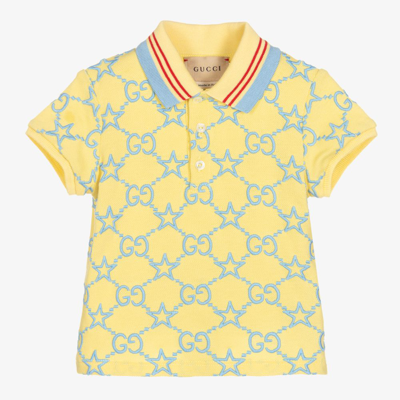 Shop Gucci Yellow Cotton Baby Polo Shirt