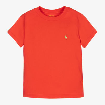 Shop Polo Ralph Lauren Boys Red Cotton Pony T-shirt