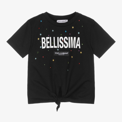 Shop Dolce & Gabbana Baby Girls Black Logo T-shirt