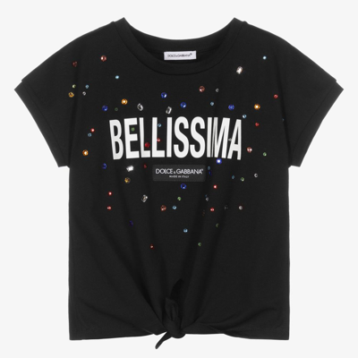 Shop Dolce & Gabbana Girls Black Cotton T-shirt
