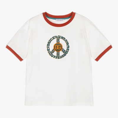 Shop Dolce & Gabbana Boys White Cotton T-shirt