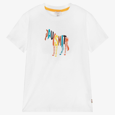 Shop Paul Smith Junior Teen Boys White Zebra T-shirt