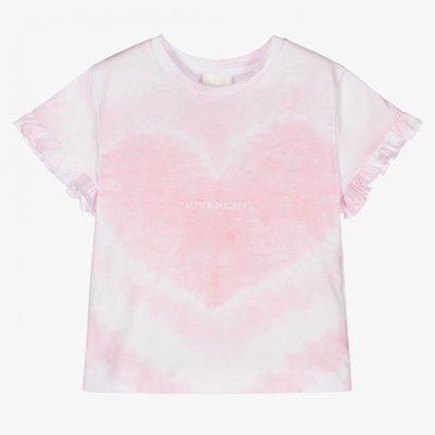 Shop Givenchy Girls Pink Tie Dye Heart T-shirt