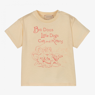 Shop Gucci Boys Beige Cotton T-shirt