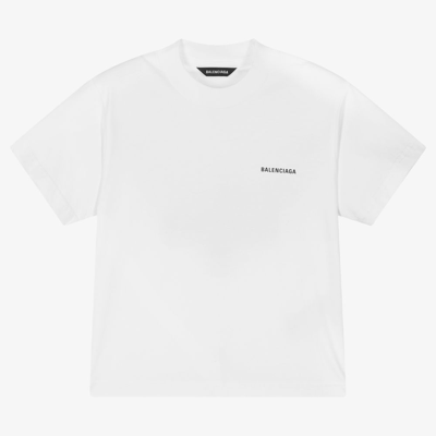 Shop Balenciaga White Cotton Logo T-shirt