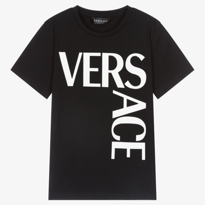 Shop Versace Teen Black Cotton Logo T-shirt