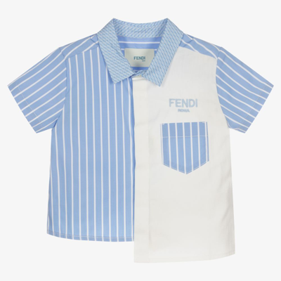 Shop Fendi Boys Blue & White Baby Shirt