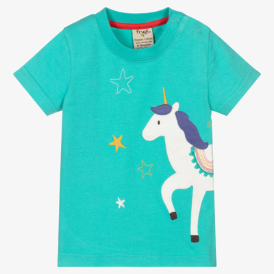 Shop Frugi Girls Green Unicorn T-shirt