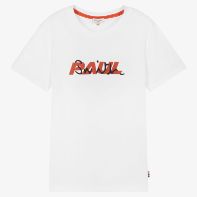 Shop Paul Smith Junior Teen Boys White Cotton T-shirt