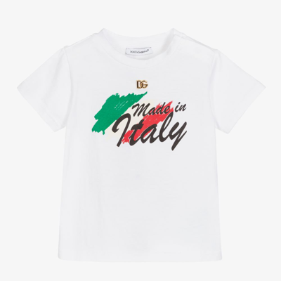 Shop Dolce & Gabbana Baby Boys White T-shirt