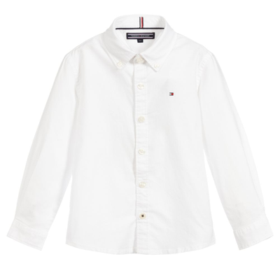 Shop Tommy Hilfiger Boys White Oxford Cotton Shirt