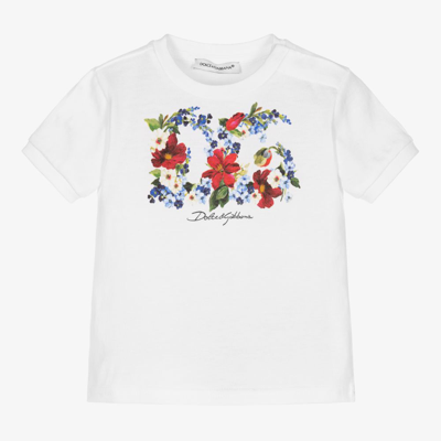 Shop Dolce & Gabbana Baby Girls White Dg T-shirt