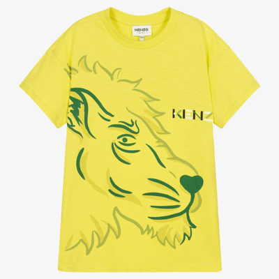 Shop Kenzo Boys Teen Yellow Tiger Logo T-shirt