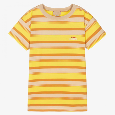 Shop Gucci Boys Teen Yellow Stripe T-shirt
