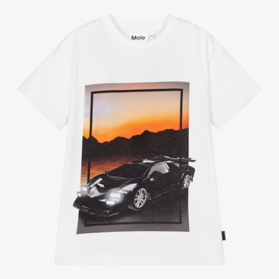 Shop Molo Teen Boys White Car T-shirt