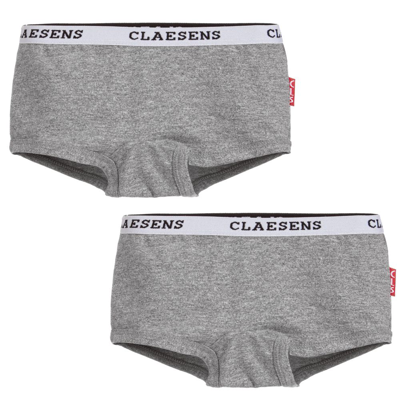 Shop Claesen's Girls Grey Cotton Knickers (2 Pack)