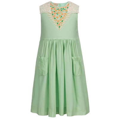 Shop Gucci Teen Girls Green Cotton Dress