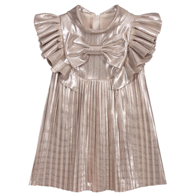 Shop Childrensalon Occasions Girls Silver Metallic Pleated Dress