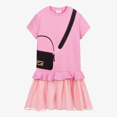 Shop Fendi Girls Teen Pink & Black Bag Dress