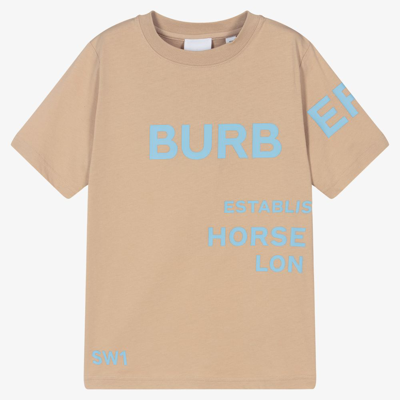 Shop Burberry Teen Beige Cotton Logo T-shirt