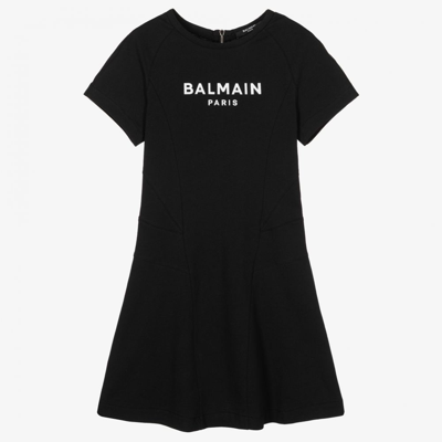 Shop Balmain Teen Girls Black Logo Dress